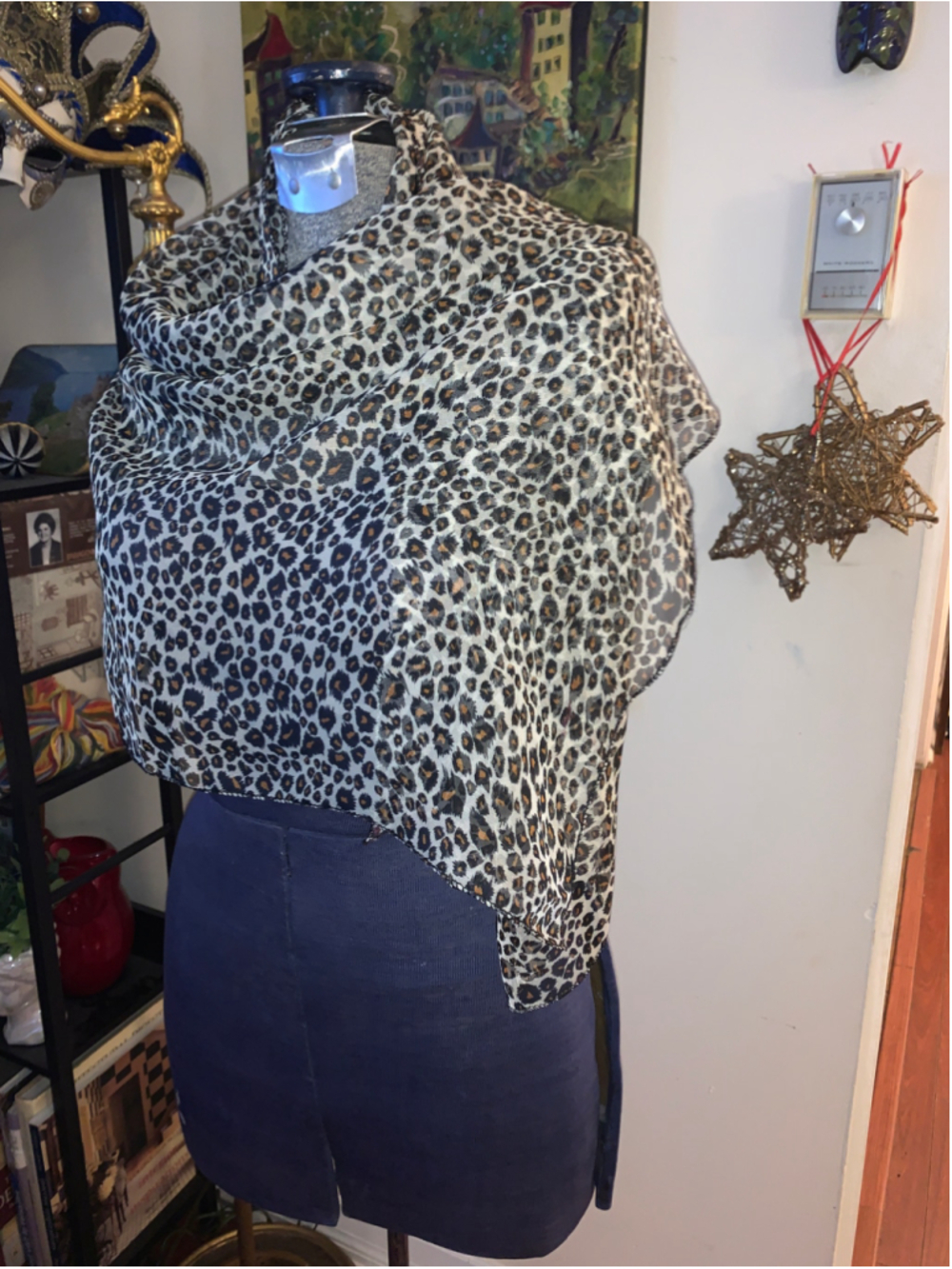 Women's Unbranded Leopard Print Scarf One Size Beige Black